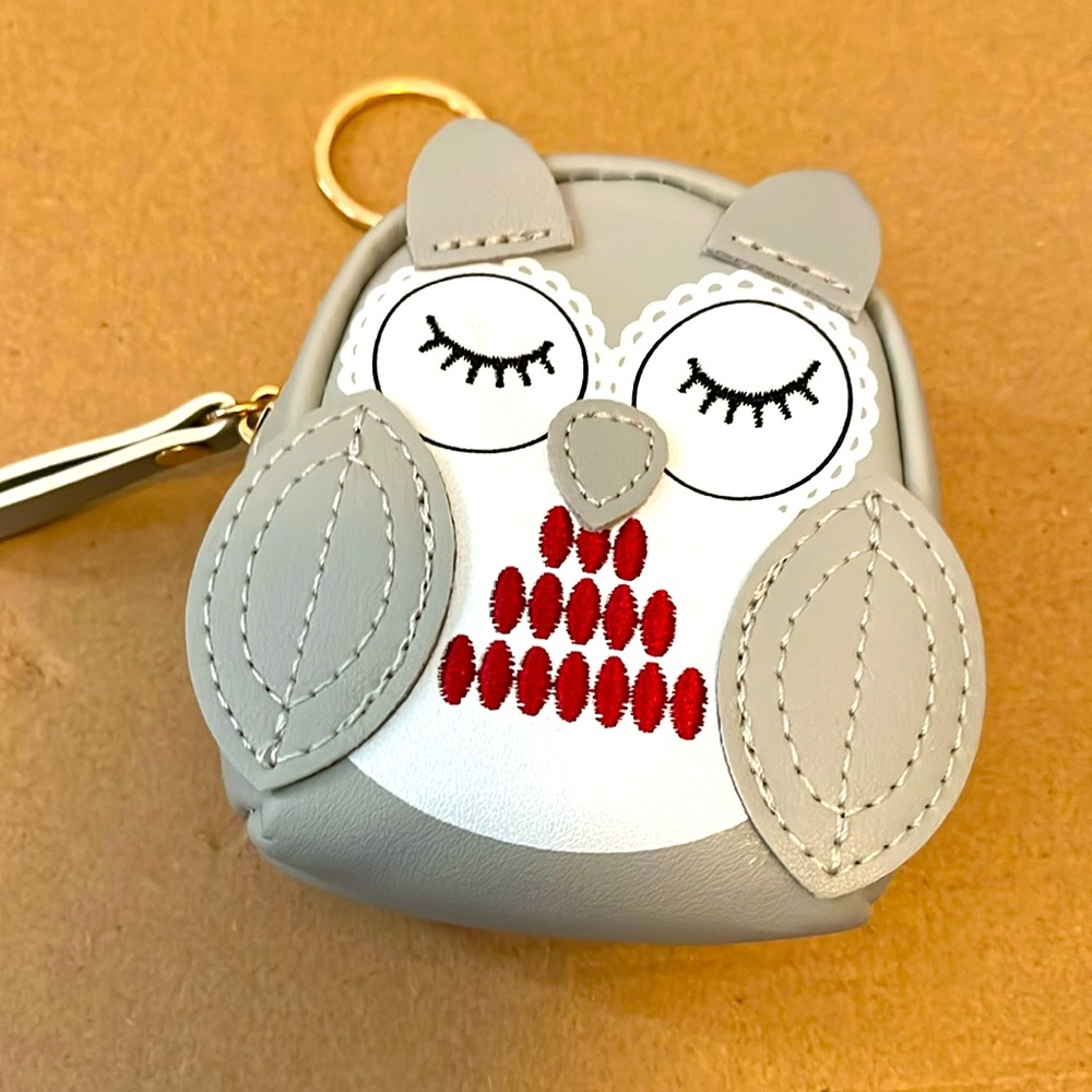 Grey Mini Owl Backpack Keychain